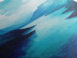 Blue and Green Wall Art, Moody Art, Landscape Painting, Framed Canvas Print, Wabi Sabi Art, Nautical Decor, Extra Wide Art