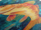 Vibrant, Fish Painting, Framed Canvas Print, koi fish painting, nautical painting, fly fishing art, coastal wall art, rustic decor, unique gift idea