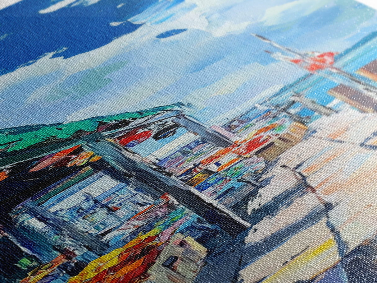 Seaside market, painting morro bay, Nantucket painting, coastal landscape art, nautical decor, framed canvas print, rustic decor