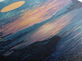 Moonlit Lake, moon oil painting, framed canvas print, landscape painting, lake Tahoe art, moody art, tall narrow art, rustic wall art