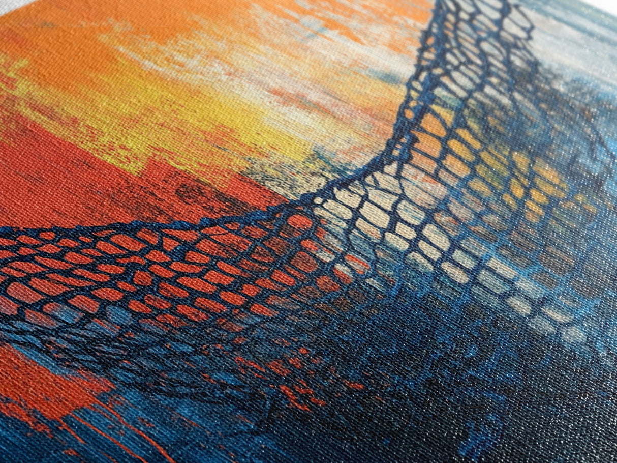 Fisherman’s Net, nautical decor, textured art, abstract painting, ocean painting, southwest wall art, Canvas Print, coastal painting