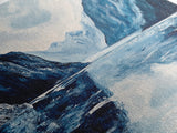 Blue and White Fjord, Lake Tahoe Art, Coastal Landscape Art, Extra Wide Art, Framed Canvas Print, Minimalist Art, Nautical Decor