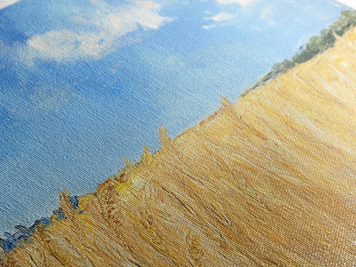 Wheat Field, landscape painting, farmhouse art, rustic wall art, extra wide art, bedroom art, framed canvas print, gift idea