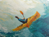 Kayaker at Sea, Canvas Print, fisherman painting, coastal painting, seascape painting, nautical decor, surf wall art, extra wide art
