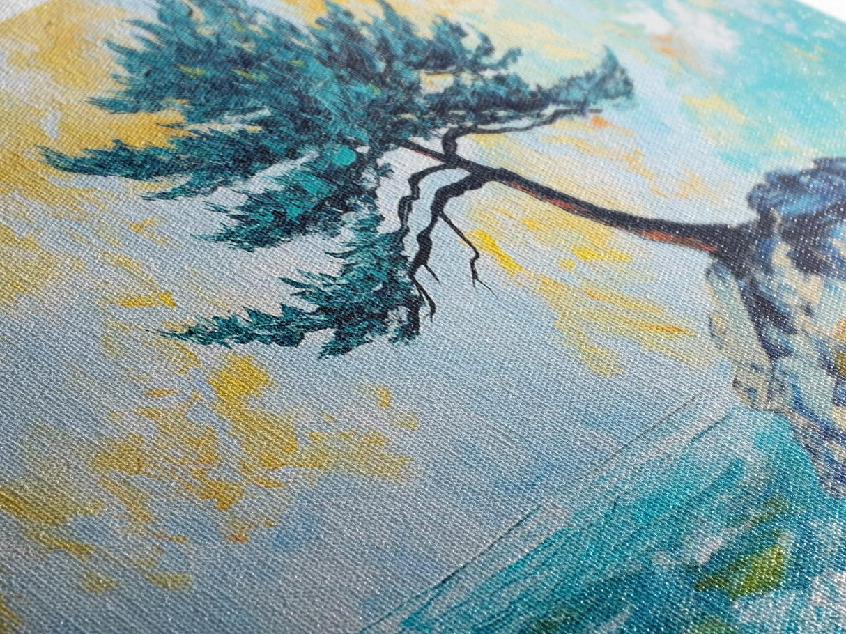 Windswept Pine Tree, Coastal Painting, Landscape Painting, Framed Canvas Print, Bedroom Art, Above Couch Art, Minimalist Art