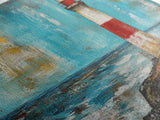 Red Lighthouse, nautical painting, coastal wall art, beach house decor, ocean painting, framed canvas print, above couch art