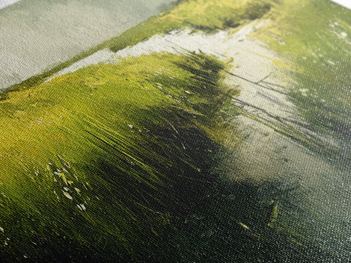 Marshland Landscape Art, nature painting, green wall art, botanical prints, landscape painting, framed canvas print, rustic decor