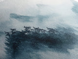 Misty Mountain, chinoiserie wall art, framed canvas print, zen wall art, mountain painting, panoramic painting, extra wide art