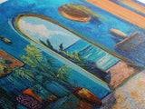 Moroccan Archway, Coastal Decor, Canvas Print, Moroccan Wall Art, Nautical Painting, Coastal Painting, Boho Art, Ocean View