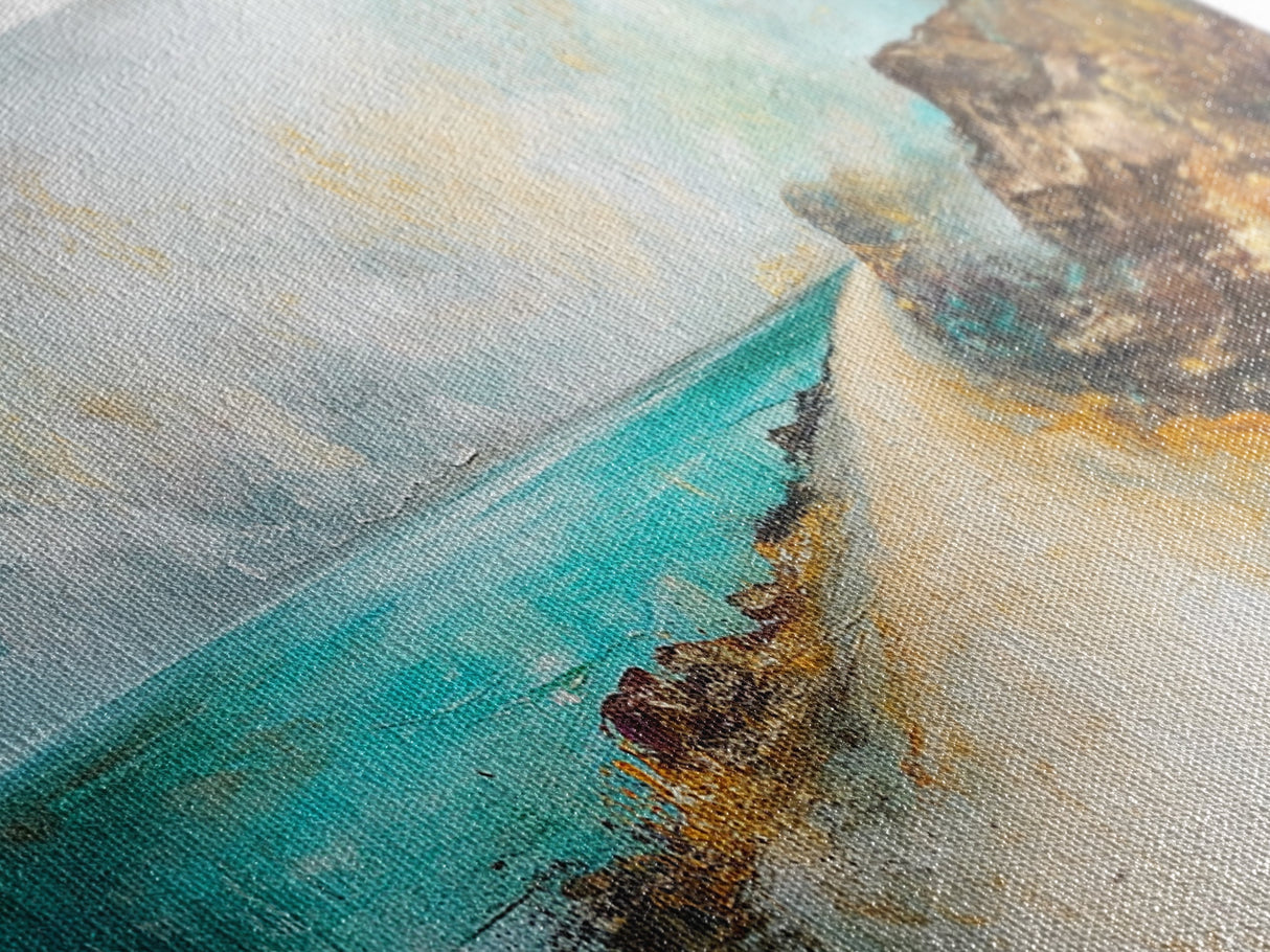 Coastal decor, framed canvas print, extra wide art, nautical wall art, beach road painting, rustic landscape, panoramic art