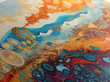 Surreal Abstract Art, phoenix metal art, geometric wall art, moody art, panoramic art, extra wide art, Framed Canvas Print