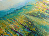 Vineyard Landscape, impressionist painting, framed canvas print, green wall art, farmhouse art, rustic decor, above bed wall art