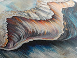Oyster Shell, coastal painting, framed canvas print, nautical decor, oyster wall art, blue and green wall art, extra wide art