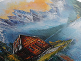 Mountain Cabin, Rustic Art, Lake Tahoe Art, Above Sofa Art, Landscape Painting, Bedroom Art, Framed Canvas Print, Farmhouse Art