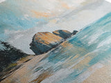 Serene Beach Landscape, framed canvas print, coastal painting, seascape painting, extra wide art, nautical wall art, bedroom art