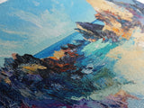 Rocky Seascape Panorama, framed canvas print, extra wide art, seascape painting, above couch art, nautical painting