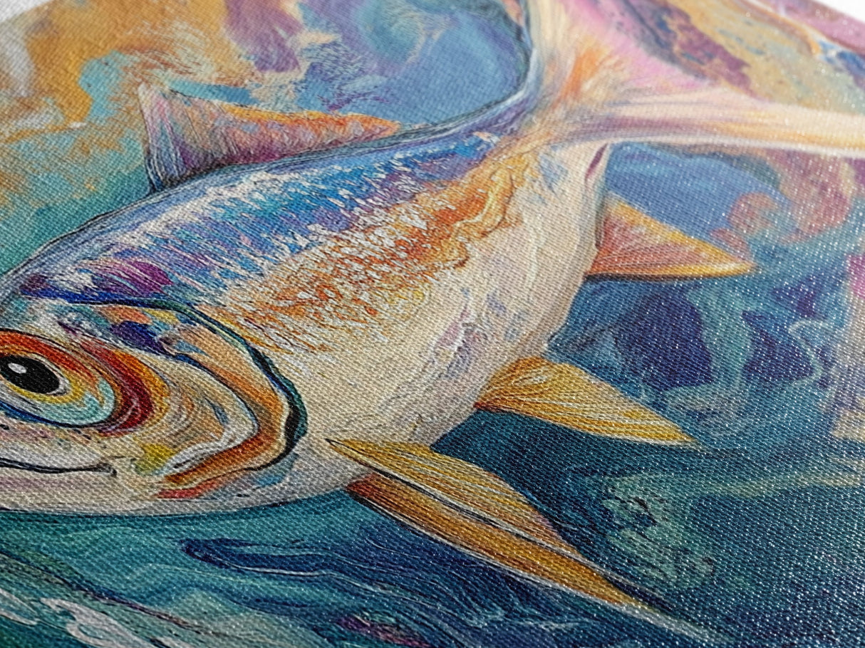 Vibrant Trout Art, fly fishing art, lake Tahoe art, trout art, coastal wall art, nautical decor, original painting, canvas print