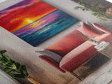 Red Couch, Sunset Painting, Above Sofa Art, Coastal Wall Art, Beach Decor, Panoramic Art, Framed Canvas Print, Living Room Art