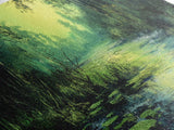Forest Lagoon, green wall art, nature landscape painting, botanical prints, wabi sabi art, extra wide art, Framed Canvas Print