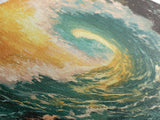 Golden Wave, surf wall art, seascape painting, coastal decor, nautical wall art, beach house decor, panoramic art, Canvas Print