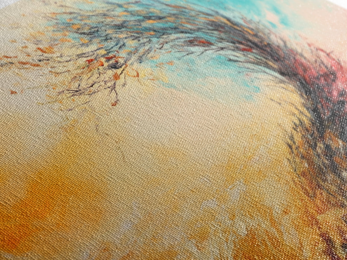 Windy Autumn, Framed Canvas Print, fall wall art, abstract landscape, extra wide painting, panoramic painting, autumn decor