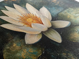 White Lotus, Framed Canvas Print, botanical prints, zen wall art, meditative decor, extra wide painting, spiritual art