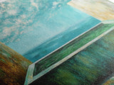 Infinity Pool, Canvas Print, modern landscape art, minimalist decor, extra wide painting, blue and green wall art, contemporary art