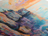 Sunset Over Cliffs, Coastal Painting, Ocean Landscape, Coastal Decor, Nautical Wall Art, Horizontal Wall Art, Framed Canvas Print