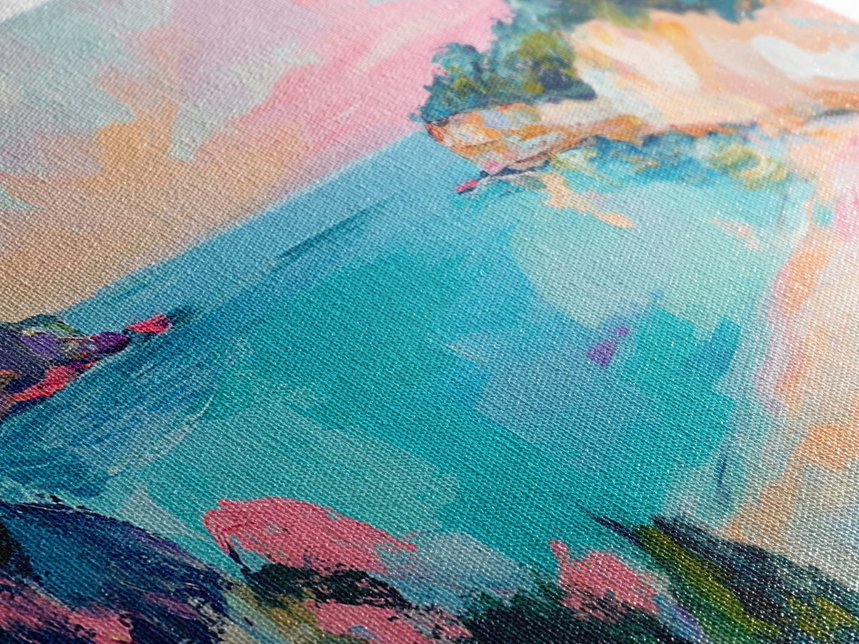 Pastel Ocean, Colorful Coastal Painting, Seascape Art, Nautical Decor, Coastal Cowgirl Wall Art, Canvas Print, Extra Wide Art