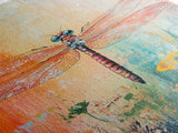 Dragonfly, botanical prints, whimsical art, light pink wall art, framed canvas print, nature art, boho decor, insect artwork