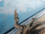 Driftwood, coastal landscape art, rustic decor, farmhouse art, framed canvas print, seascape painting, nautical decor, ocean art