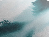 Misty Forest Painting, Pine Tree Art, Moody Landscape, Nature Wall Art, Tranquil Scenery, Green Wall Art, Canvas Print