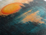 Sunset Over Water, Forest at Dusk Painting, Moody Landscape, Warm Glow Art, Nature Wall Art, Rustic Decor, Canvas Print