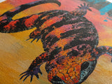 Colorful Lizard Art, wildlife painting, leopard wall art, whimsical art, rustic decor, southwest wall art, Canvas Print