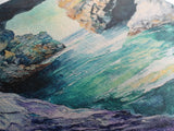 Hidden Sea Cave, nautical wall art, coastal decor, rustic wall art, moody art, Canvas Print, extra wide panoramic art