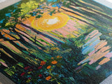 Forest Sunrise Path, wildflower painting, forest at dusk painting, wabi sabi wall art, whimsical art, Canvas Print
