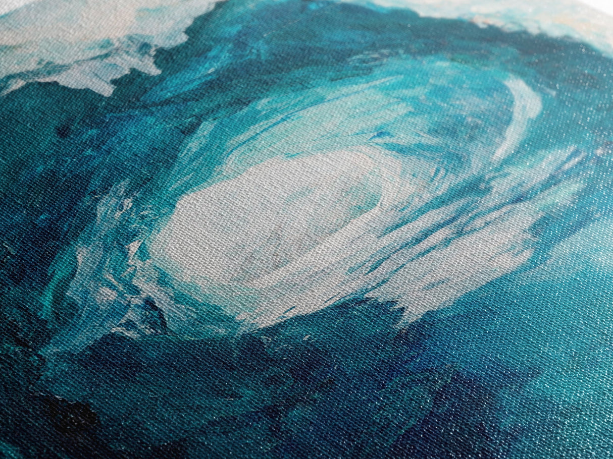 Ice Cave Entrance, blue and green wall art, moody art, geometric wall art, canvas print, extra wide art, wabi sabi art, winter decor