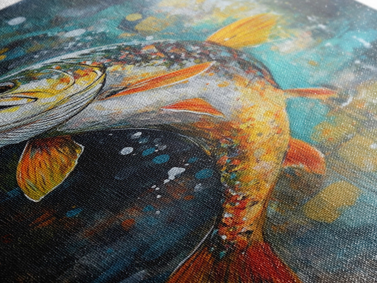 Vibrant Trout Art, Fly Fishing Art, Lake Tahoe Art, Rustic Wall Art, Nature Inspired Decor, Fisherman Gift, Canvas Print