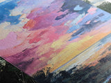 Sunset Beach, seascape painting, coastal wall art, nautical decor, panoramic painting, above bed wall art, framed canvas print