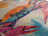 Vibrant Crab Art, Coastal Cowgirl Wall Decor, Nautical Painting, Ocean Wall Art, Beach House Decor, Canvas Print, Kitchen Wall Art