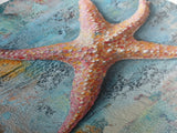 Starfish Texture Coastal Canvas Print, Beach House Decor, Ocean Wall Art, Nautical Artwork, Textured Beach Art, Coastal Living Room Art