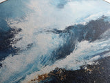 Ocean Wave Power Framed Canvas Print, Coastal Wall Art, Abstract Seascape Painting, Nautical Decor, Beach House Art, Modern Ocean Art