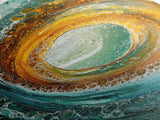 Ocean Wave Swirl Canvas Print | Abstract Beach Wall Art | Turquoise Gold Painting | Coastal Home Decor | Surfer Wall Art