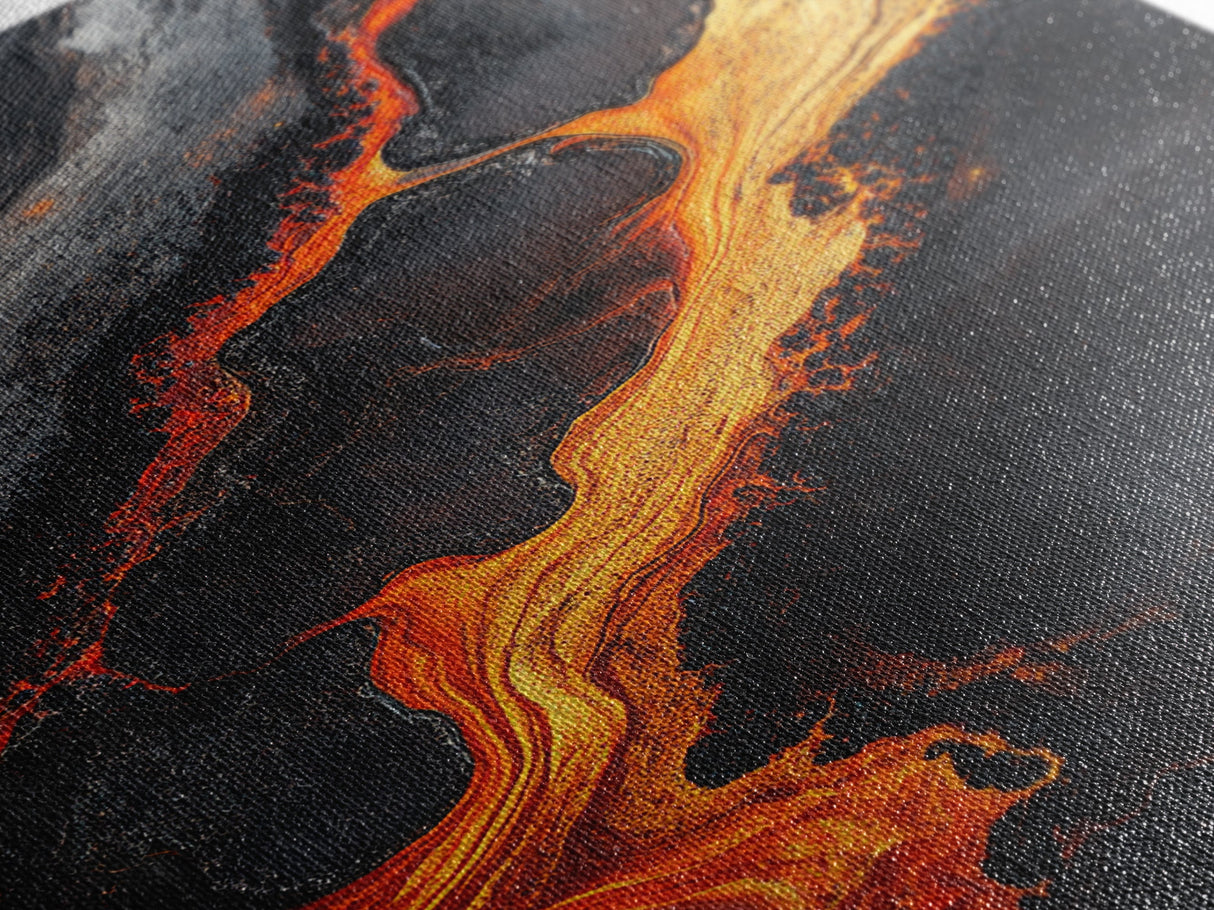 Molten Lava Flow Canvas Print Abstract Fire Art Modern Home Decor Dramatic Wall Artwork Industrial Style Accent Unique Gift Idea