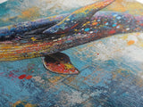 Blue Whale Framed Canvas Print Ocean Wildlife Art Colorful Nautical Wall Decor Coastal Home Aesthetic Sea Lover Gift