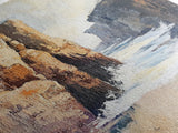 Canyon Coastal Waves Framed Canvas Print Dramatic Landscape Wall Art, Nature Painting, Rustic Western Art, Ocean Cliffs Artwork