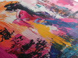 Abstract Geisha, Colorful Woman Art, Japanese Painting, Wabi Sabi Art, Boho Art, Pink Wall Art, Framed Canvas Print, Gift Idea