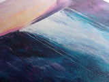 Waterfall Sunset, Moody Art, Mountain Painting, Landscape Painting, Pink Orange Wall Art, Above Couch Art, Canvas Print