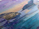 Sunset Cove, Moody Seascape, Coastal Landscape, Nautical Wall Art, Blue and Green Wall Art, Extra Wide Art, Boho Art, Canvas Print