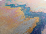 River Gold, gemstone painting, abstract landscape painting, pastel wall art, wabi sabi wall art, Framed Canvas Print, gift idea for her
